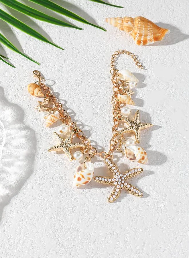 تايك تو Take Two Charm Bracelet with Seashell and Starfish Pendants