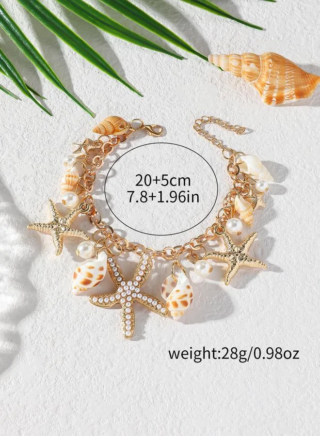 تايك تو Take Two Charm Bracelet with Seashell and Starfish Pendants