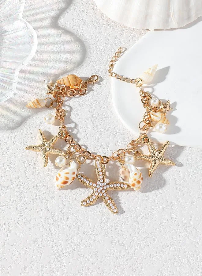 تايك تو Take Two Charm Bracelet with Seashell and Starfish Pendants