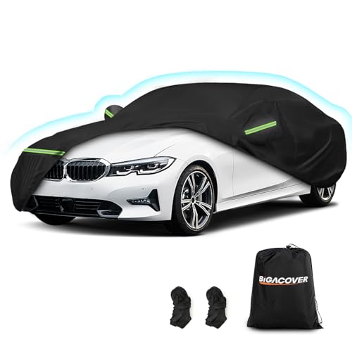 BIGACOVER غطاء سيارة لبي إم دبليو M3 320i 328i 328d 330i 330e 335i 340i 2007-2023، مقاوم للماء من قماش أكسفورد 210D وقطن، أغطية سيارات خارجية كاملة مع سحاب مقاومة للرياح، ثقيلة ومتينة لجميع الأحوال الجوية - Image 1