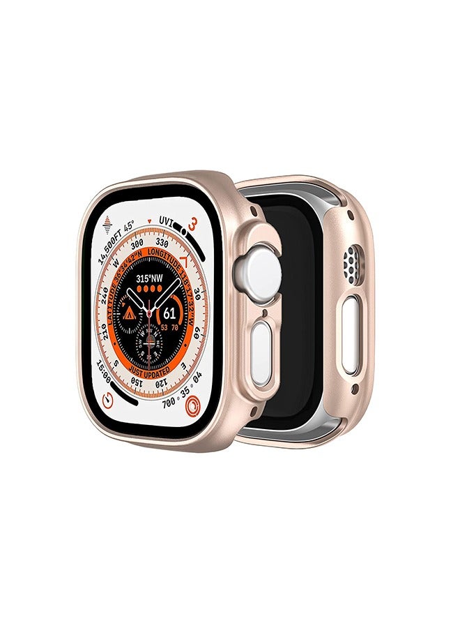 جراب Apple Watch Ultra مقاس 49 مم ، رفيع للغاية وخفيف الوزن مطلي بالكهرباء وغطاء إطار من البولي كربونات الصلبة مصنوع من نسيج بلوري نصف عبوة واقية (ذهبي وردي) - Image 1