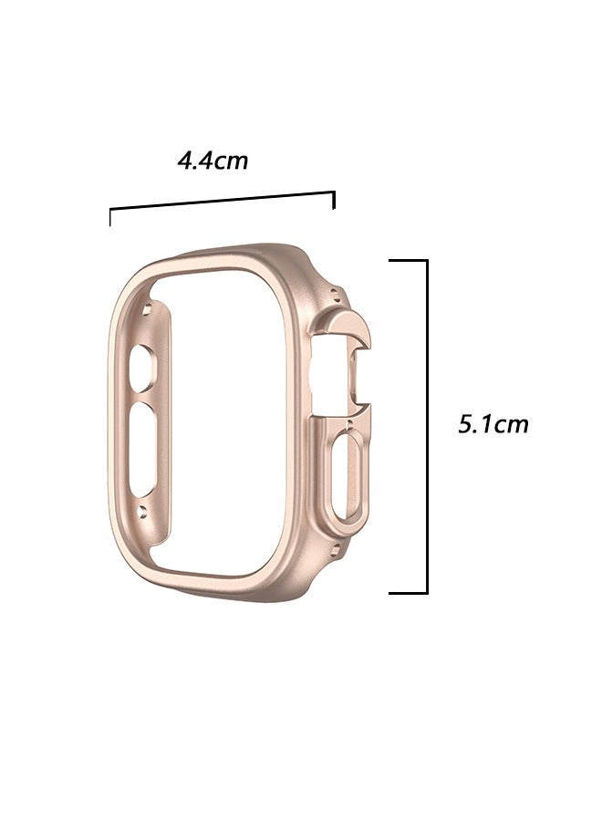 جراب Apple Watch Ultra مقاس 49 مم ، رفيع للغاية وخفيف الوزن مطلي بالكهرباء وغطاء إطار من البولي كربونات الصلبة مصنوع من نسيج بلوري نصف عبوة واقية (ذهبي وردي) - Image 2