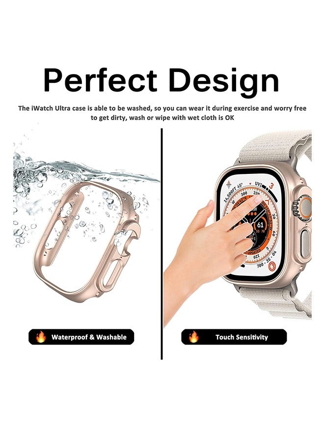 جراب Apple Watch Ultra مقاس 49 مم ، رفيع للغاية وخفيف الوزن مطلي بالكهرباء وغطاء إطار من البولي كربونات الصلبة مصنوع من نسيج بلوري نصف عبوة واقية (ذهبي وردي) - Image 5