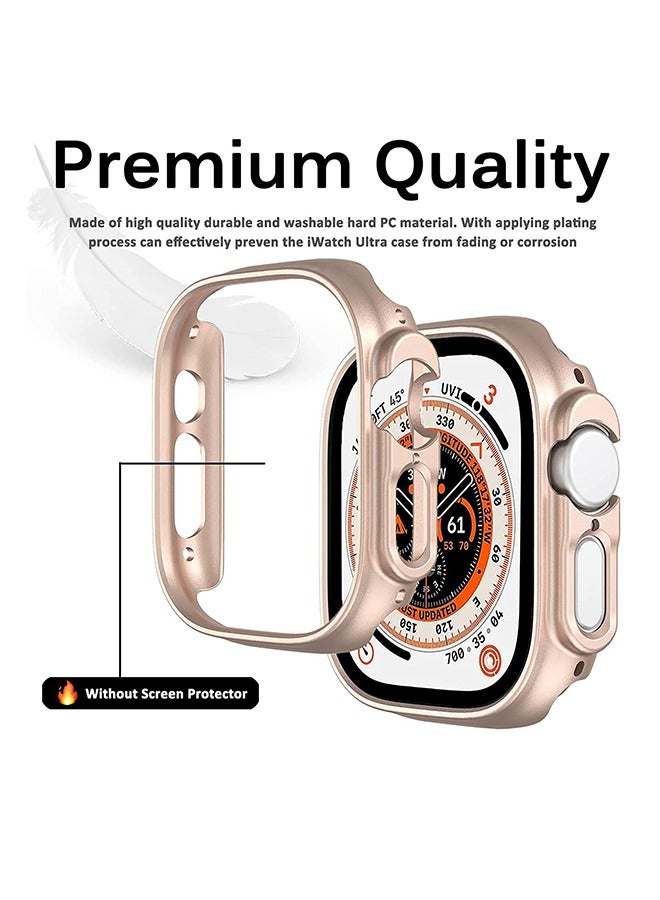 جراب Apple Watch Ultra مقاس 49 مم ، رفيع للغاية وخفيف الوزن مطلي بالكهرباء وغطاء إطار من البولي كربونات الصلبة مصنوع من نسيج بلوري نصف عبوة واقية (ذهبي وردي) - Image 3