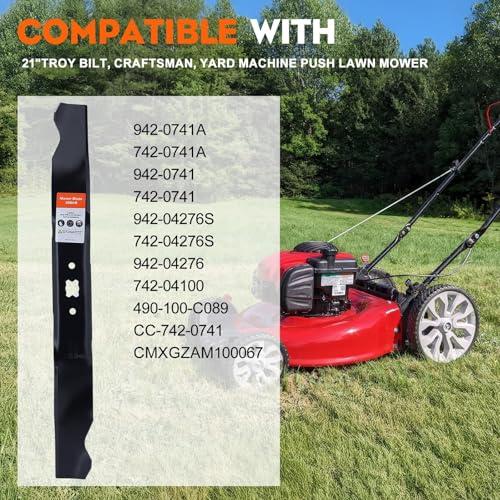 Hipa 9420741A Mulching Blade Set for Troy Bilt 21 inch Lawn MowerTB110 TB240 TB230 TB130 Lawn TractorCraftsman Yard Machine MTD Murray 21 inch Deck Riding Mower After 1995 Blade Pack of 1 - Image 3