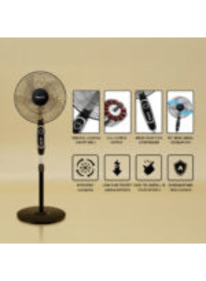 Saachi 16-Inch Stand Fan with Powerful Copper Motor, Adjustable Height, 3-Speed Control, Wide Oscillation & 1-Hour Timer 60 W NL-FN-1743-BK Black - Image 3