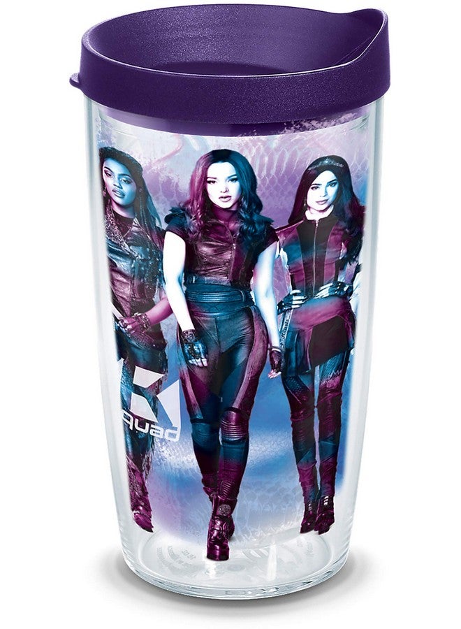 Tervis Disney Descendants 3 Made in USA Double Walled Insulated Tumbler Cup Keeps Drinks Cold & Hot, 16oz, Royal Purple Lid - Image 1