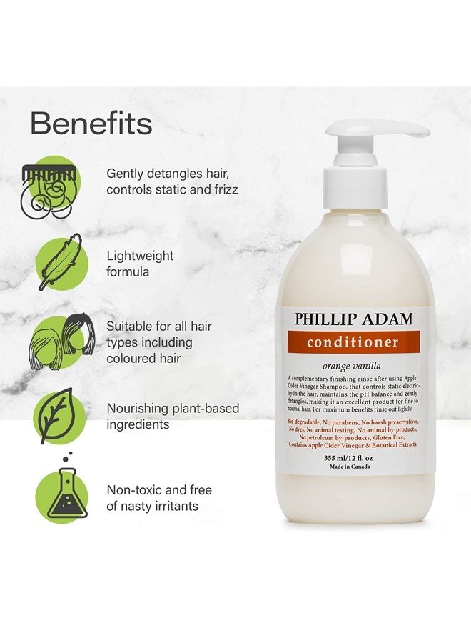PHILLIP ADAM Orange Vanilla Conditioner for Smooth and Shiny Hair - No Harsh Chemicals - Safe for Color Treated Hair - Delicious Natural Scent - 12 Ounce - Image 3
