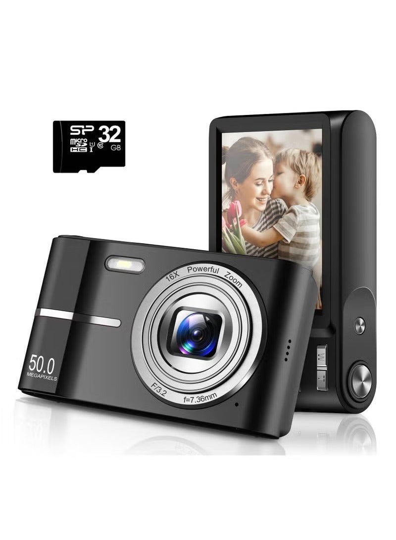 Generic Digital Camera, 50MP Full HD 1080P Camera with 16x Zoom Anti-Shake, Compact Camera for Teens Girls Boys, Kids Camera with 32GB SD Card - Image 1