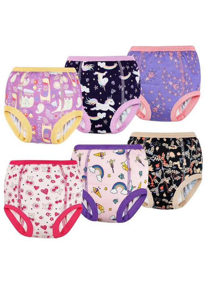 MooMoo Baby Potty Training Underwear for Girls Absorbent Cotton Training Pants Washable and Reusable 2T-7T 6 Packs - Image 1