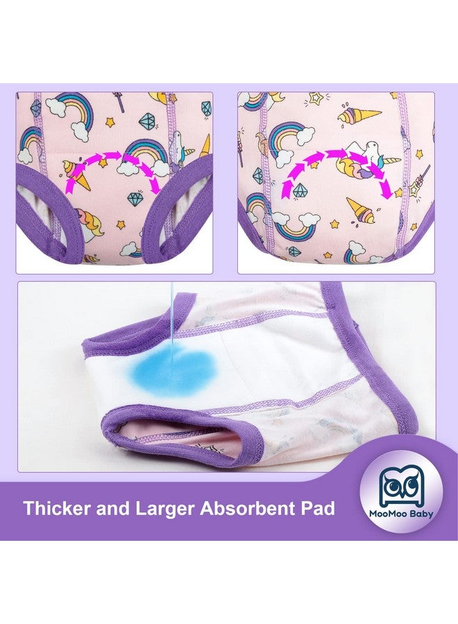 MooMoo Baby Potty Training Underwear for Girls Absorbent Cotton Training Pants Washable and Reusable 2T-7T 6 Packs - Image 3