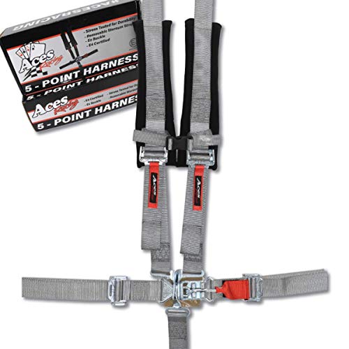 AAAA Aces Racing 5 Point Harness With 2 Inch Padding E4 Certified Silver - Image 1