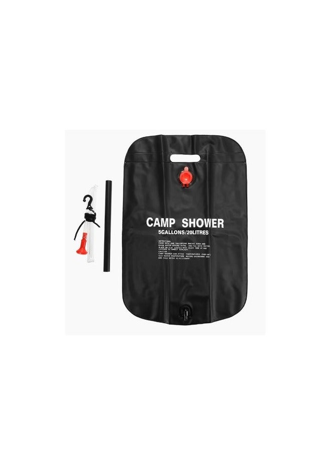 Camping Shower, 5 Gallon/20L Portable Solar Heating Shower Bag for Outdoor Beach Swimming Traveling Hiking, Black
