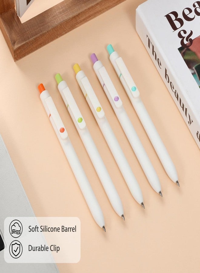 FIOVER Gel Pens, 5 Pcs Black Ink Pens for Women and Men, 0.5mm Fine Point Pens Set Smooth Writing Pens High-End Series for Journaling Note Taking, Cute Office School Supplies Gifts(White Barrel-Black ink) - Image 3
