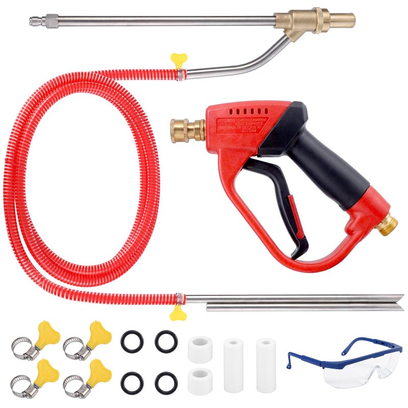 Gyfent Pressure Washer Sand Gun Blaster Kit with Gun, 5000 PSI Sand Gun Blaster for Pressure Washer with 4 PCS Replacement Nozzle & 1/4'' Quick Disconnect Wet Abrasive Sand Gun Blaster Attachment - Image 1