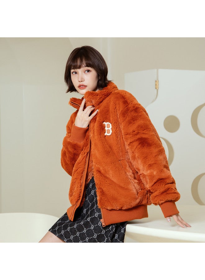 MLB Women'S Faux Lamb Wool Jacket Sports Casual Warm Fleece Coat Trendy Autumn Winter Fdec5 - Image 2