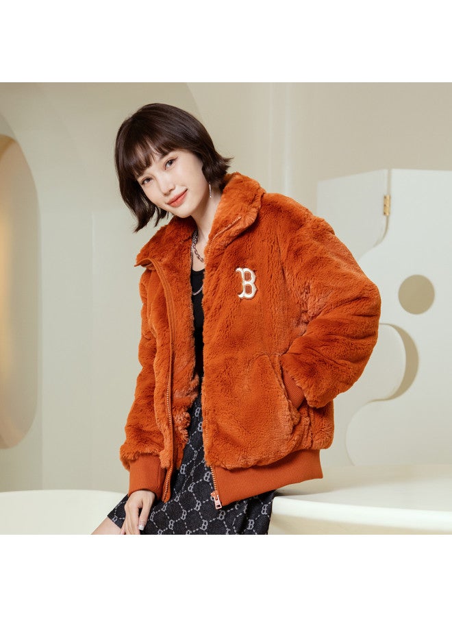 MLB Women'S Faux Lamb Wool Jacket Sports Casual Warm Fleece Coat Trendy Autumn Winter Fdec5 - Image 3
