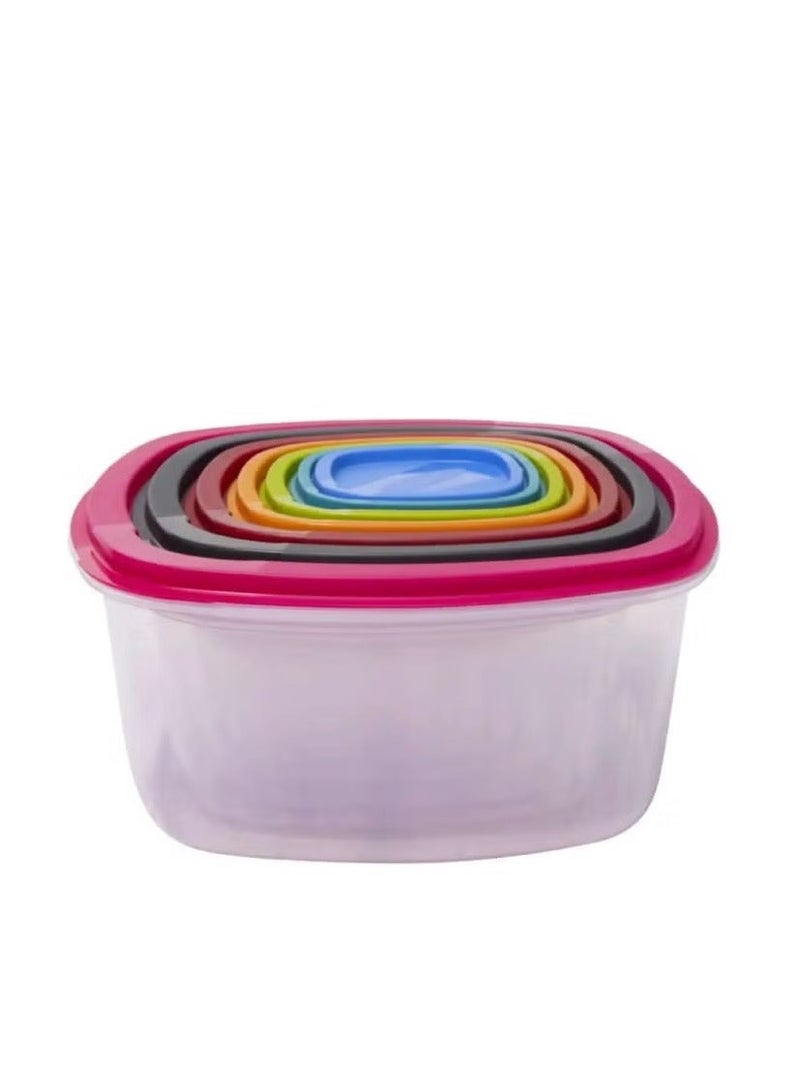 PRINCEWARE Set of 8 Multi-Size Plastic Food Storage Containers with Colorful Lids - Image 3