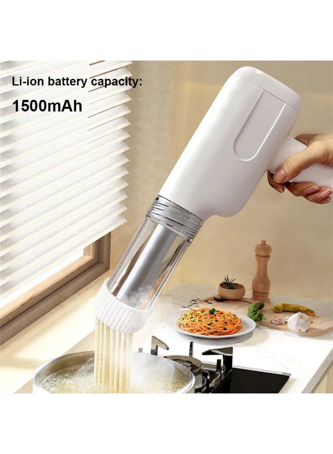 YelaJoy Handheld Electric Noodle Maker, 6 In 1 Cordless Noodle Maker, Portable Noodle Machine for Making Spaghetti Fettuccine Ramen, Automatic Dough Press, Ramen, Home Noodle Roller( White) - Image 2