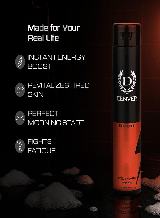 DENVER Recharge Ginseng Body Wash - 200ML Each (Combo Pack 3) | Stress Relief, Skin Nourishment Cleansing Shower Gel for Men - Image 5