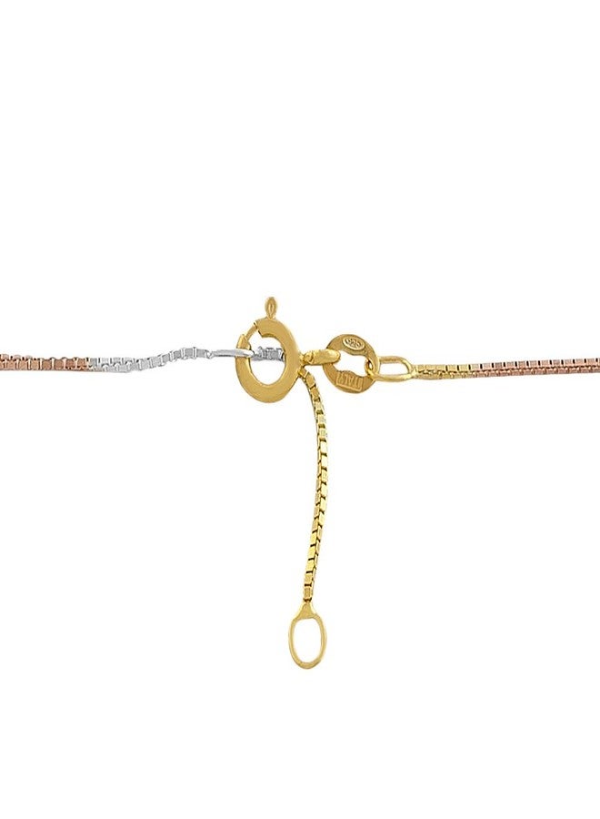 Kooljewelry 14k Tri-color Gold over Silver 0.8 mm Venetian Box Chain Anklet (9-10 inch) - Image 2