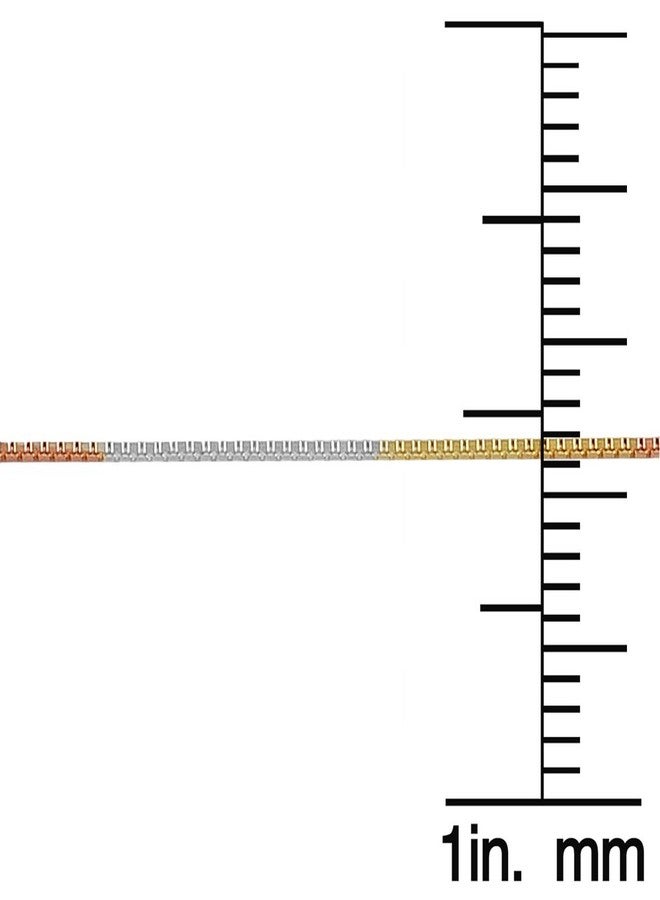 Kooljewelry 14k Tri-color Gold over Silver 0.8 mm Venetian Box Chain Anklet (9-10 inch) - Image 3