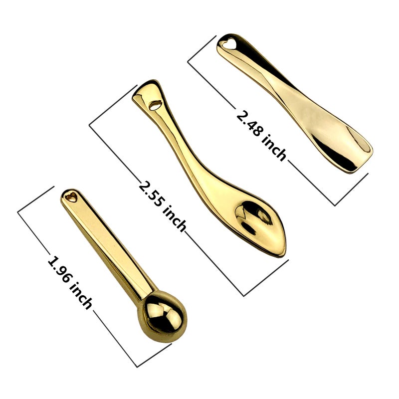 GOERTI 3Pcs Metal Makeup Spatula Mini Spoon and Eye Cream Massage Sticks Beauty Scoop for Facial Cosmetic Face Cream - Image 3