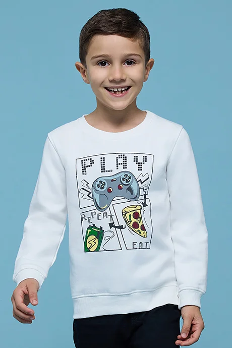 أر أند بي Printed Sweatshirt with Crew Neck and Long Sleeves