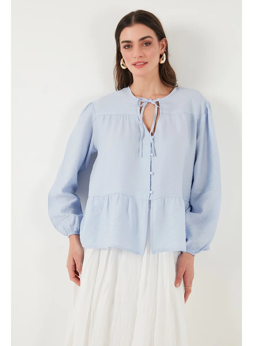 Lela Oversize Fit Balloon Sleeve Tied Collar Detailed Shirt Women's Shirt 6772618