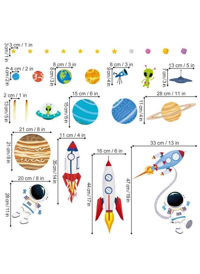 decalmile - Outer Space Wall Decals Rocket Planets Astronaut Wall Stickers Baby Nursery Boys Bedroom Playroom Wall Decor - Image 1