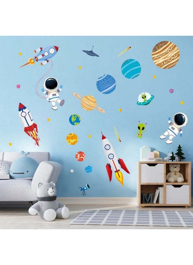 decalmile - Outer Space Wall Decals Rocket Planets Astronaut Wall Stickers Baby Nursery Boys Bedroom Playroom Wall Decor - Image 1