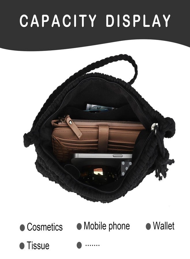 Gladdon Bohemian Small Crossbody Bag for Women Stylish Woven Shoulder Purses with Tassel Black - Image 3