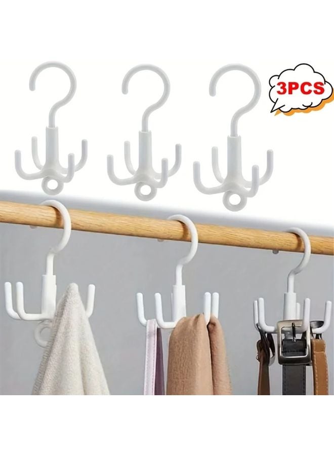 3pcs Set Multi Functional Rotating Four Claw Wall Mounted Hanger For Hats Scarves - Image 2
