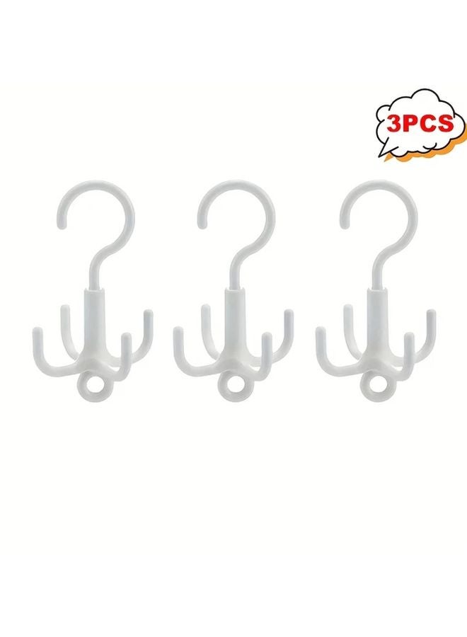 3pcs Set Multi Functional Rotating Four Claw Wall Mounted Hanger For Hats Scarves - Image 1
