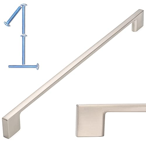 KOOFIZO 1 Pack 11-5/16 Inch Brushed Nickel Kitchen Cabinet Pulls Stain Nickel Cabinet Handles Silver Cabinet Hardware for Kitchen Cabinets Drawer P01 Dresser Cupboard Bedroom Bathroom - Image 1