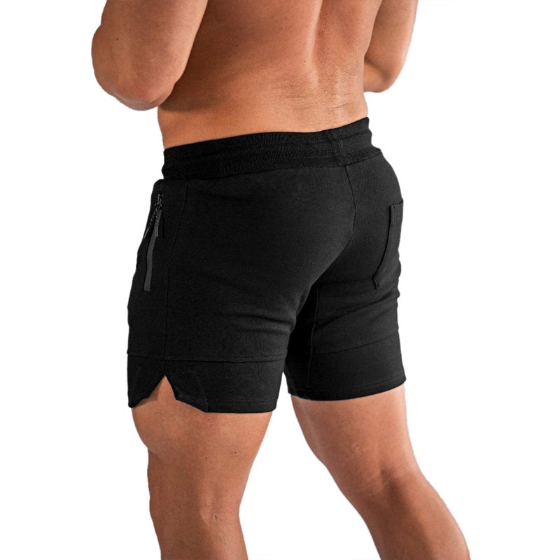 PIDOGYM Men's 5" Gym Workout Shorts,Fitted Jogging Short Pants for Bodybuilding Running Training with Zipper Pockets Black - Image 3
