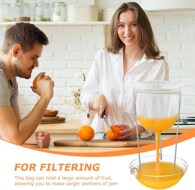 YOSINXU Jelly Strainer Stand with 3 Reusable Strainer Bags, Stable Stainless Steel Sieve Stand Reusable Food Jelly Filter Bags for Straining Juice Yogurt Cheese Broth Nut Milk - Image 5