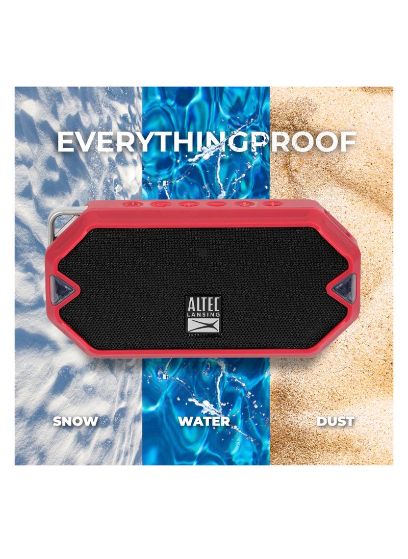 Altec Lansing - HydraMini Wireless Bluetooth Speaker, IP67 Waterproof USB C Rechargeable Battery with 6 Hours Playtime, Compact, Shockproof, Snowproof, Everything Proof, Red - Image 1