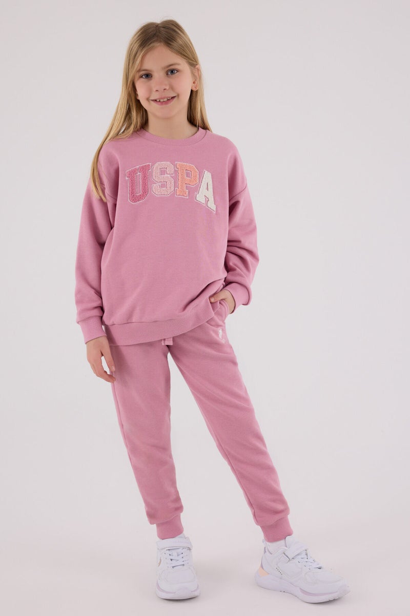 U.S. Polo Assn. U.S. Polo Assn Girls Dusty Rose Tracksuit Set - Image 1