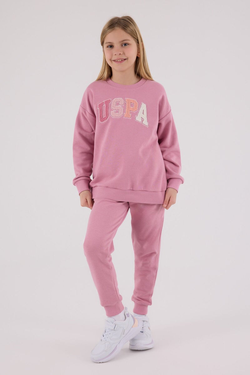 U.S. Polo Assn. U.S. Polo Assn Girls Dusty Rose Tracksuit Set - Image 2