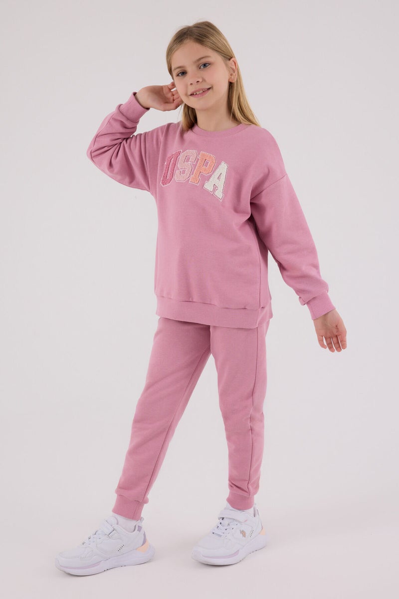 U.S. Polo Assn. U.S. Polo Assn Girls Dusty Rose Tracksuit Set - Image 3