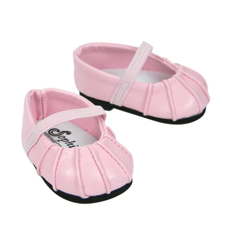 Sophia's Faux-Leather Pleated Dress Shoes with Elastic Straps for 15 Inch Baby Dolls, Light Pink - Image 5