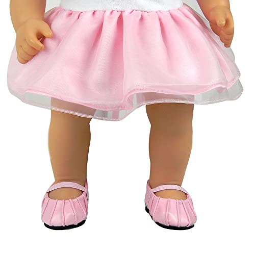 Sophia's Faux-Leather Pleated Dress Shoes with Elastic Straps for 15 Inch Baby Dolls, Light Pink - Image 4