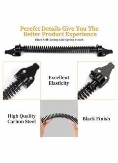 Gate Spring Closer 14 Inch Self Closing Gate Spring Metal Adjustable Gate Closer Heavy Duty Closing Spring Metal Spring Closure for Light to Heavy Duty Wooden Gates Door Fence Black for Wooden Gate