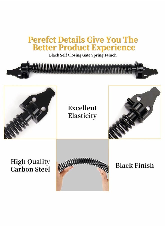 Generic - Gate Spring Closer 14 Inch Self Closing Gate Spring Metal Adjustable Gate Closer Heavy Duty Closing Spring Metal Spring Closure for Light to Heavy Duty Wooden Gates Door Fence Black for Wooden Gate - Image 1