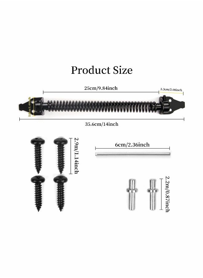 Generic - Gate Spring Closer 14 Inch Self Closing Gate Spring Metal Adjustable Gate Closer Heavy Duty Closing Spring Metal Spring Closure for Light to Heavy Duty Wooden Gates Door Fence Black for Wooden Gate - Image 1