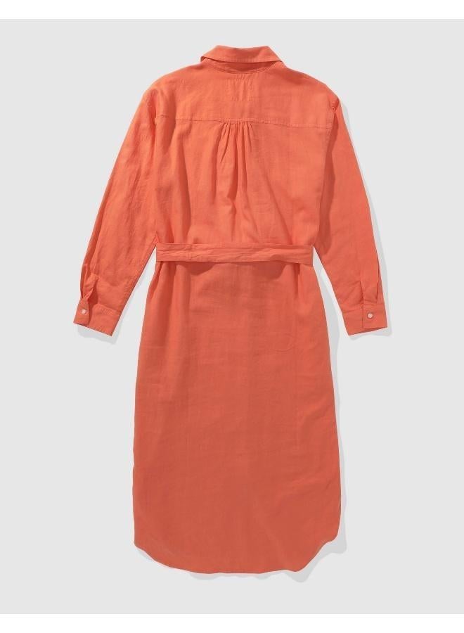 American Eagle Belted Linen Shirt Dress - Image 2