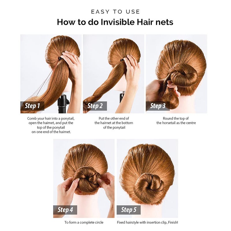 FANDAMEI Hair Accessory Set: 20 Invisible Nets, 4 Donut Makers, 5 Elastics, 20 Bobby Pins (Brown) - Image 5