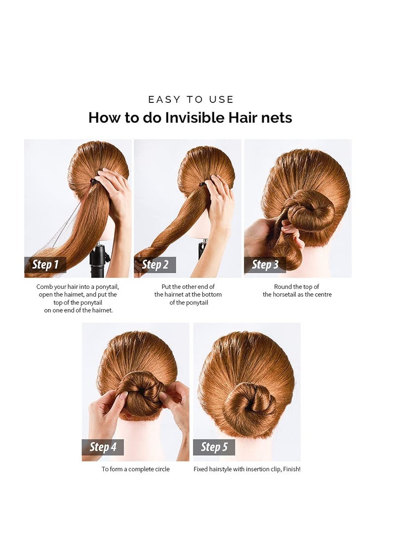 FANDAMEI FANDAMEI Hair Accessory Set: 20 Invisible Nets, 4 Donut Makers, 5 Elastics, 20 Bobby Pins (Brown)  - Image 3