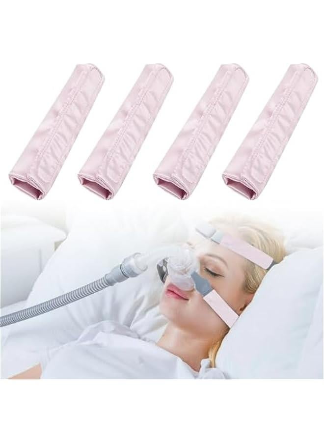 4-Pack Satin CPAP Strap Covers for Comfortable Sleep Support - Pink Color - Image 1